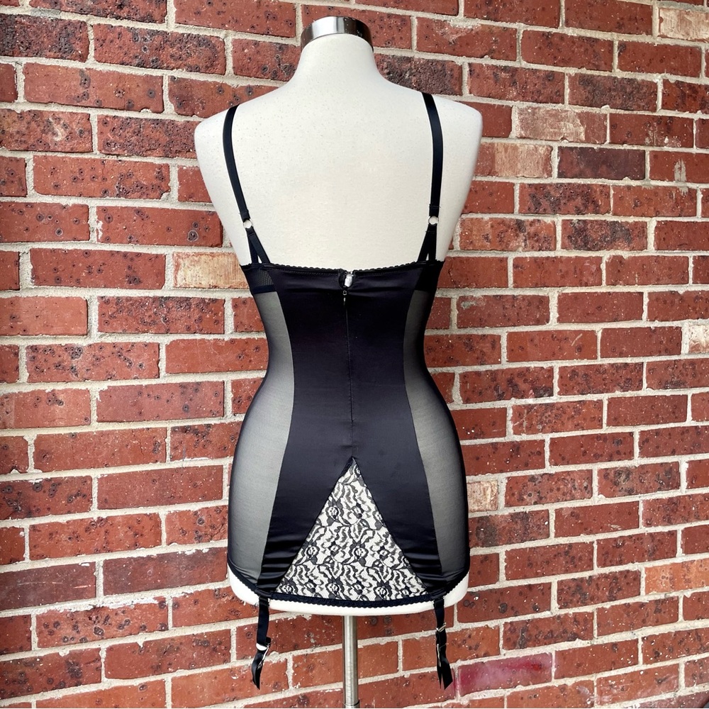 Victoria’s Secret Black Satin & Mesh Corset Garter Belt Size 34B Sexy Lingerie - Picture 6 of 16